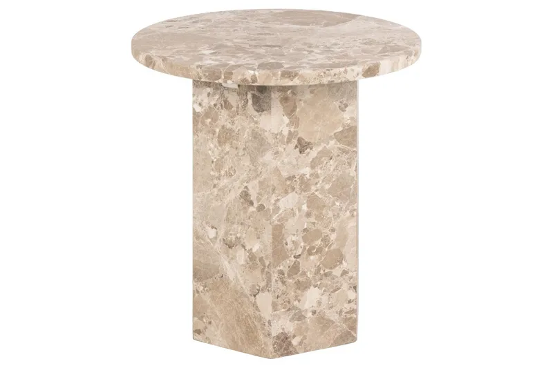 Prisa Runt Sidobord i Marmor Sten 50 cm, Beige