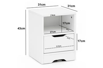 Sängbord Wohnling Vit med 1 låda Enkel modern design och hylla - Products - Möbler - Bord & matgrupp - Avlastningsbord & sidobord - Sängbord & nattduksbord