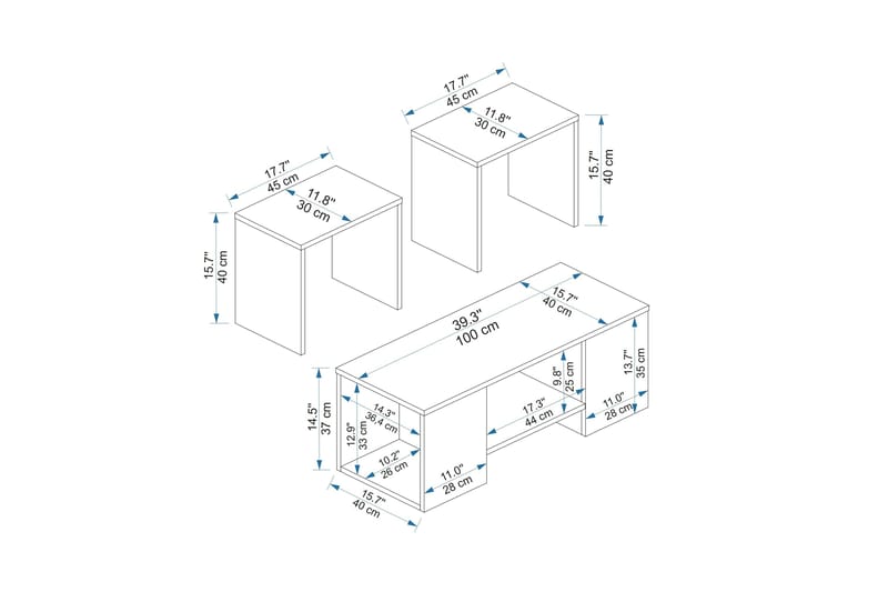 Sarte Soffbord 100x37 cm - Beige/Ljus Brun/Trä - Products - Möbler - Bord & matgrupp - Avlastningsbord & sidobord - Satsbord