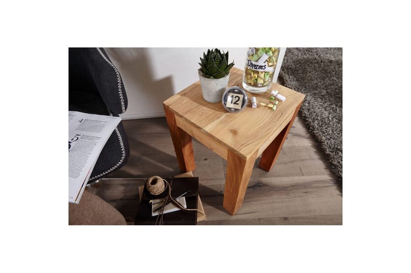 Sido bord Wohnling massivt trä 35x35cm med träben, lantlig stil Akacia - Akacia - Products - Möbler - Bord & matgrupp - Avlastningsbord & sidobord - Brickbord & småbord
