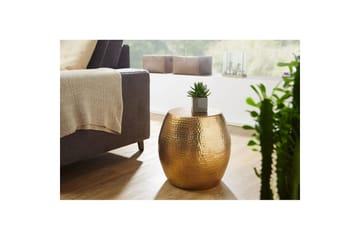 Sido bord Wohnling rund 30 cm, 42 cm höjd, aluminium med hamrat utseende, orientalisk stil Guld - Guld - Products - Möbler - Bord & matgrupp - Avlastningsbord & sidobord - Brickbord & småbord