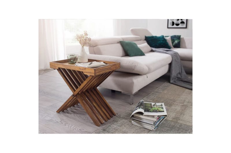 Sido bord Wohnling Rustik massivt trä hopfällbar korsbensdesign lantligt - Products - Möbler - Bord & matgrupp - Avlastningsbord & sidobord - Brickbord & småbord