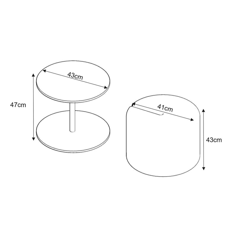 Torven Set med sidobord 43x47x43 cm - Vit - Products - Möbler - Bord & matgrupp - Avlastningsbord & sidobord - Brickbord & småbord