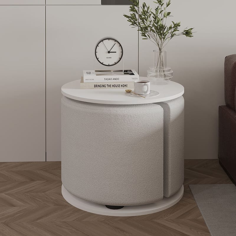 Torven Set med sidobord 43x47x43 cm - Vit - Products - Möbler - Bord & matgrupp - Avlastningsbord & sidobord - Brickbord & småbord