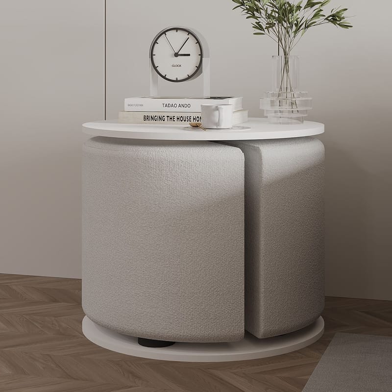 Torven Set med sidobord 43x47x43 cm - Vit - Products - Möbler - Bord & matgrupp - Avlastningsbord & sidobord - Brickbord & småbord