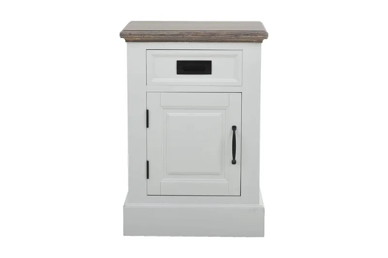 Verdell Sängbord 46 med Förvaring Låda + Skåp, Vit