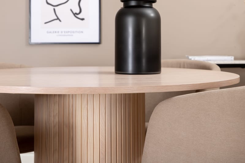 Biana Matgrupp 110 cm Rund inkl 4 Berita Stolar - Beige/Svart - Products - Möbler - Bord & matgrupp - Matgrupp