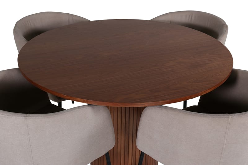 Bianca Matgrupp 110 cm Rund med 4 Berit stolar - Beige - Products - Möbler - Bord & matgrupp - Matgrupp
