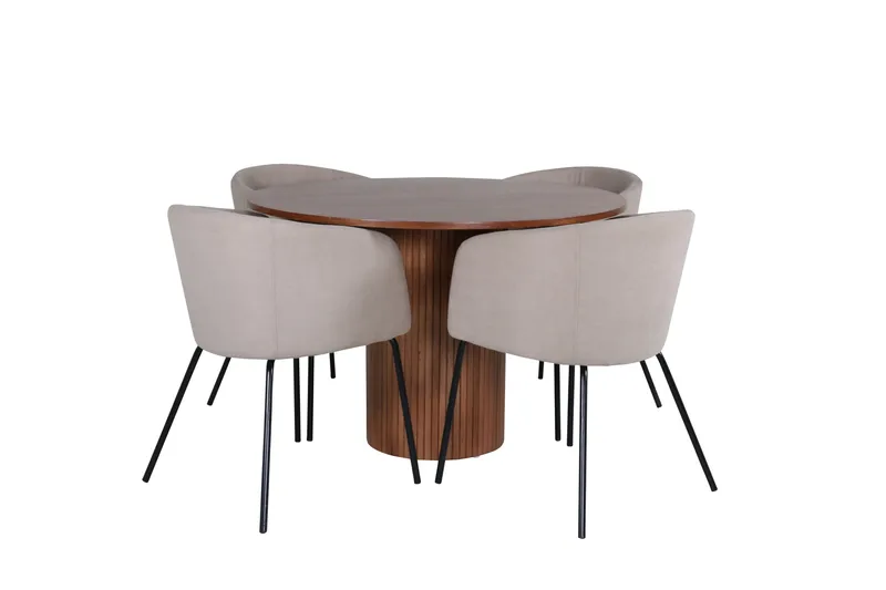 Bianca Matgrupp 110 cm Rund med 4 Berit stolar, Beige
