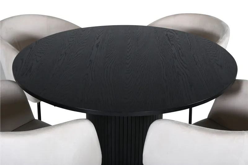 Bianca Matgrupp 110 cm Rund med 4 Berit stolar - Beige - Products - Möbler - Bord & matgrupp - Matgrupp