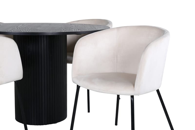 Bianca Matgrupp 110 cm Rund med 4 Berit stolar - Beige - Products - Möbler - Bord & matgrupp - Matgrupp
