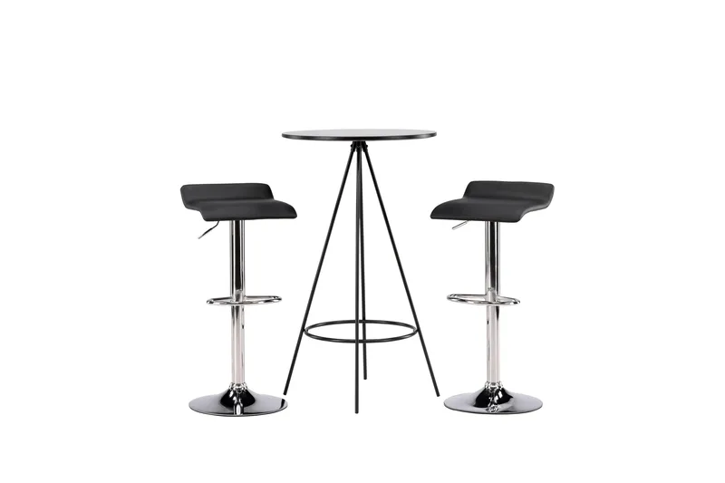 Bistro Matgrupp 60 cm Rund med 2 Jonna stolar, Svart