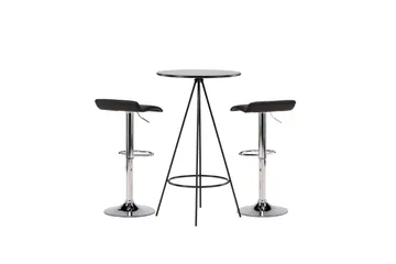 Bistro Matgrupp 60 cm Rund med 2 Jonna stolar - Svart - Products - Möbler - Bord & matgrupp - Matgrupp