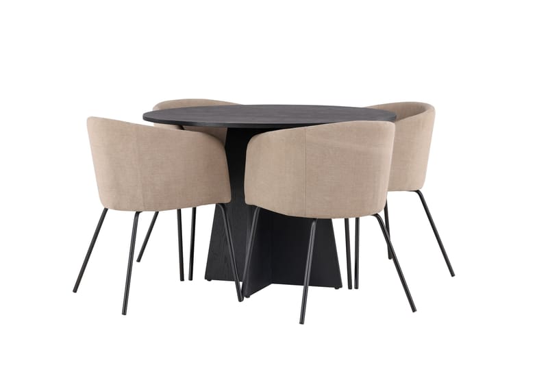 Bootcut Matgrupp 110 cm Rund med 4 Berit stolar - Beige - Products - Möbler - Bord & matgrupp - Matgrupp