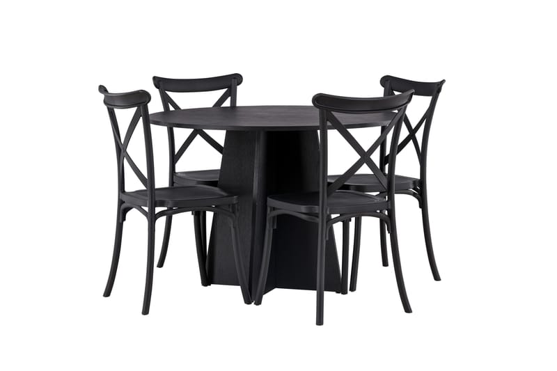 Bootcut Matgrupp 110 cm Rund med 4 Crosett stolar - Svart - Products - Möbler - Bord & matgrupp - Matgrupp