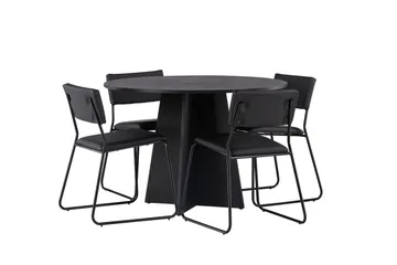 Bootcut Matgrupp 110 cm Rund med 4 Kenth Stolar - Svart - Products - Möbler - Bord & matgrupp - Matgrupp