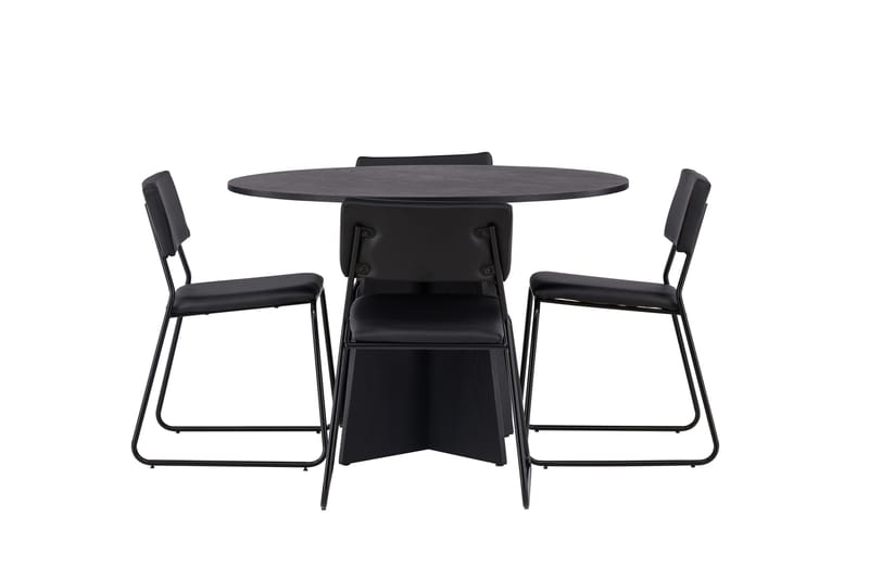 Bootcut Matgrupp 110 cm Rund med 4 Kenth Stolar - Svart - Products - Möbler - Bord & matgrupp - Matgrupp