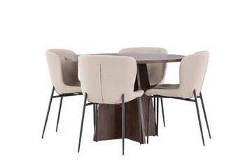 Bootcut Matgrupp 110 cm Rund med 4 Modesto stolar - Mocca/Beige - Products - Möbler - Bord & matgrupp - Matgrupp