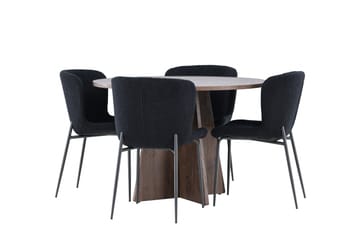 Bootcut Matgrupp 110 cm Rund med 4 Modesto stolar - Mocca/Svart - Products - Möbler - Bord & matgrupp - Matgrupp