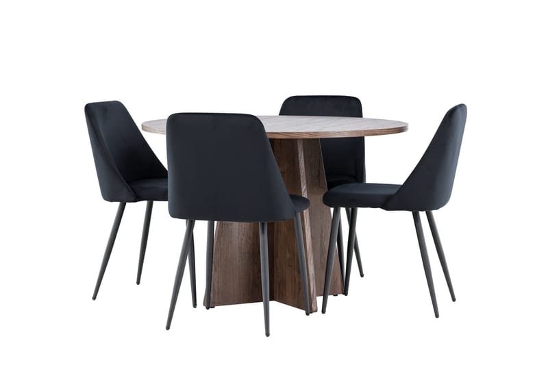 Bootcut Matgrupp 110 cm Rund med 4 Night stolar - Mocca/Svart - Products - Möbler - Bord & matgrupp - Matgrupp
