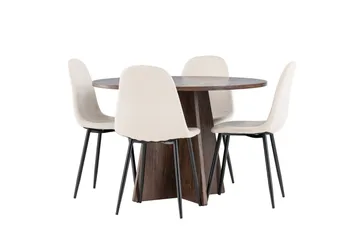 Bootcut Matgrupp 110 cm Rund med 4 Polar stolar - Mocca/Beige - Products - Möbler - Bord & matgrupp - Matgrupp