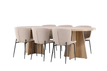 Bootcut Matgrupp 230 cm Rektangulär med 6 Modesto stolar - Whitewash/Beige - Products - Möbler - Bord & matgrupp - Matgrupp