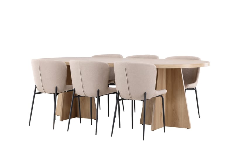 Bootcut Matgrupp 230 cm Rektangulär med 6 Modesto stolar - Whitewash/Beige - Products - Möbler - Bord & matgrupp - Matgrupp