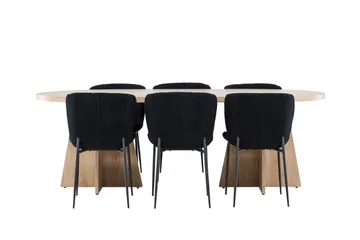 Bootcut Matgrupp 230 cm Rektangulär med 6 Modesto stolar - Whitewash/Svart - Products - Möbler - Bord & matgrupp - Matgrupp