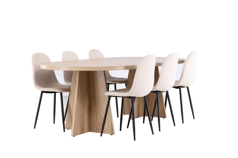 Bootcut Matgrupp 230 cm Rektangulär med 6 Polar stolar - Whitewash/Beige - Products - Möbler - Bord & matgrupp - Matgrupp