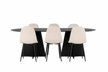 Bootcut Matgrupp 230 cm Rektangulär med 6 Polar stolar - Beige - Products - Möbler - Bord & matgrupp - Matgrupp