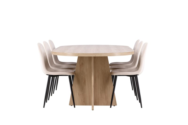 Bootcut Matgrupp 230 cm Rektangulär med 6 Polar stolar - Whitewash/Beige - Products - Möbler - Bord & matgrupp - Matgrupp