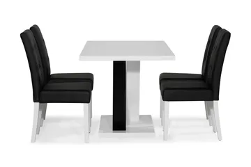 Cesi Matgrupp 140 cm med 4 Viktor Stol - Vit/Svart/Svart PU - Products - Möbler - Bord & matgrupp - Matgrupp