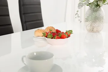 Cibus Matgrupp 180 cm med 6 Stolar - Vit/Svart Konstläder - Products - Möbler - Bord & matgrupp - Matgrupp