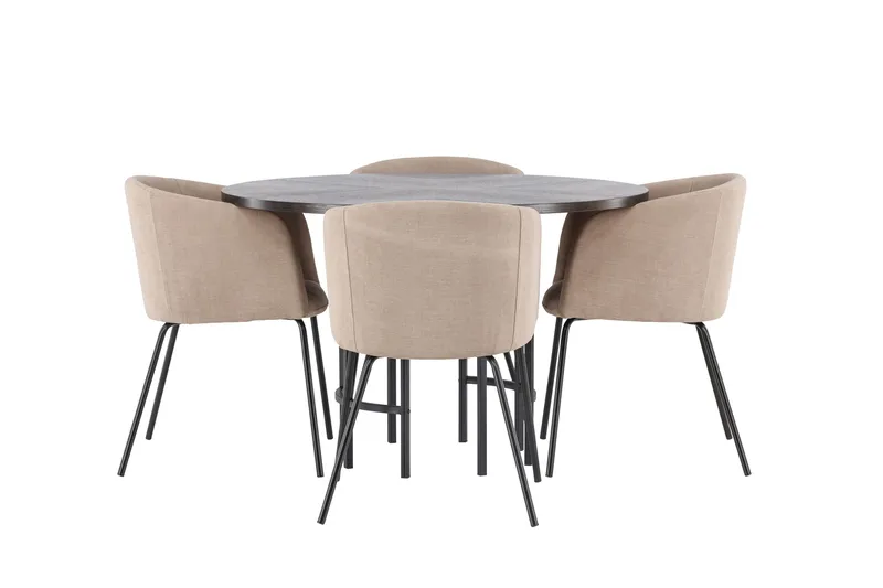 Copenhagen Matgrupp 115 cm Rund med 4 Berit stolar, Beige