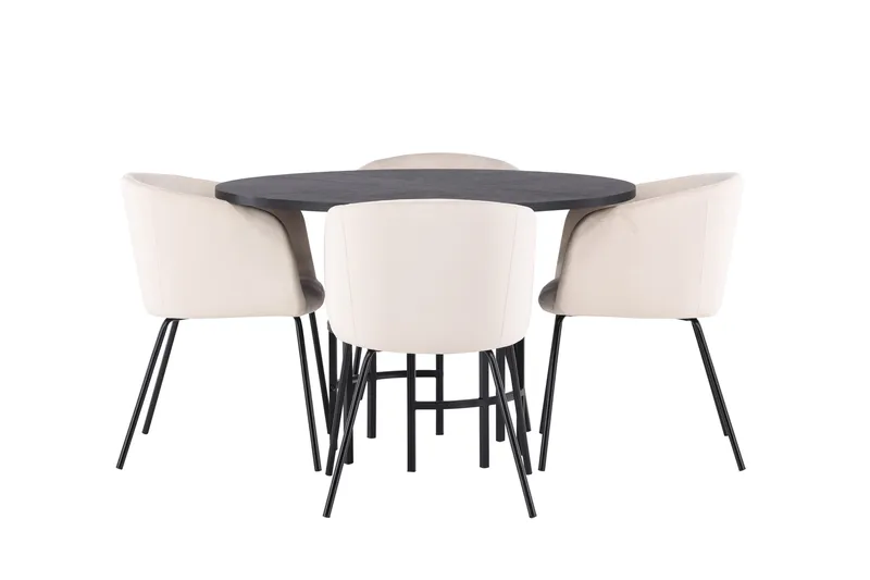 Copenhagen Matgrupp 115 cm Rund med 4 Berit stolar - Beige - Products - Möbler - Bord & matgrupp - Matgrupp