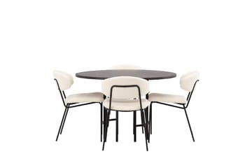 Copenhagen Matgrupp 115 cm Rund med 4 Chico Stolar - Svart - Products - Möbler - Bord & matgrupp - Matgrupp