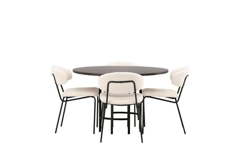Copenhagen Matgrupp 115 cm Rund med 4 Chico Stolar - Svart - Products - Möbler - Bord & matgrupp - Matgrupp