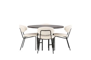 Copenhagen Matgrupp 115 cm Rund med 4 Chico Stolar - Svart - Products - Möbler - Bord & matgrupp - Matgrupp