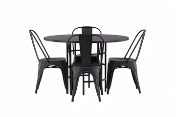Copenhagen Matgrupp 115 cm Rund med 4 Tempe Stolar - Svart - Products - Möbler - Bord & matgrupp - Matgrupp