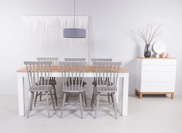 Dalarö matgrupp med pinnstolar - 180 cm bord vit/ek med 6 st gråa pinnstolar - Vit/ek med gråbetsade stolar - Products - Möbler - Bord & matgrupp - Matgrupp