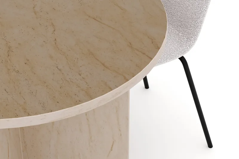 Dano Matbord 180 cm  med 4 Katy Matstolar - Travertin / Vit - Products - Möbler - Bord & matgrupp - Matgrupp