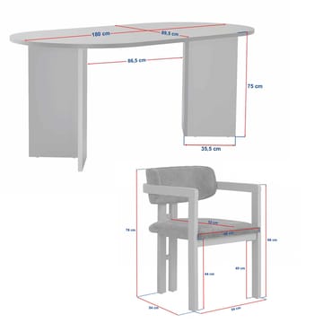 Dano Matbord 180 cm med 6 Bonavista Stolar - Milano Walnut, Dark Walnut, vit - Products - Möbler - Bord & matgrupp - Matgrupp