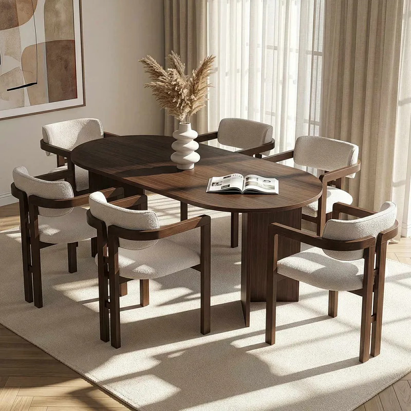 Dano Matbord 180 cm med 6 Bonavista Stolar - Milano Walnut, Dark Walnut, vit - Products - Möbler - Bord & matgrupp - Matgrupp