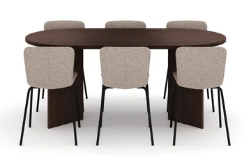 Dano Matbord 180 cm  med 6 Katy Matstolar - Valnöt / Greige - Products - Möbler - Bord & matgrupp - Matgrupp