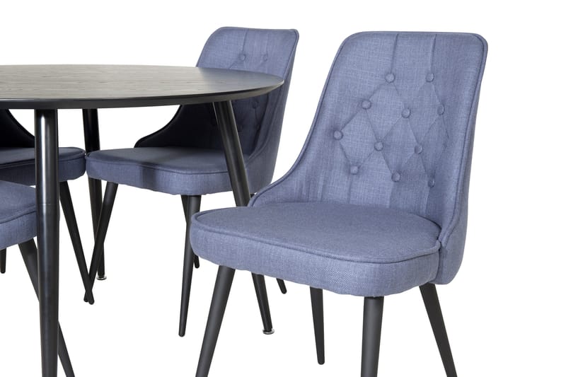 Dipp Matgrupp 115 cm Rund med 4 Velvet Deluxe stolar - Svart - Products - Möbler - Bord & matgrupp - Matgrupp