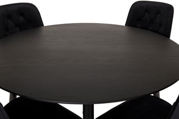 Dipp Matgrupp 115 cm Rund med 4 Velvet Deluxe stolar - Svart/Guld - Products - Möbler - Bord & matgrupp - Matgrupp