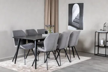 Dipp Matgrupp 180 cm Rektangulär med 6 Gemma stolar - Svart - Products - Möbler - Bord & matgrupp - Matgrupp