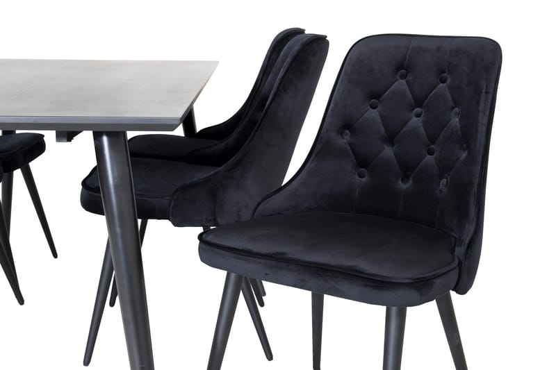 Dipp Matgrupp 180 cm Rektangul är med 6 Velvet Deluxe stolar - Svart - Products - Möbler - Bord & matgrupp - Matgrupp