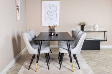 Dipp Matgrupp 180 cm Rektangulär med 6 Velvet Deluxe stolar - Svart/Guld - Products - Möbler - Bord & matgrupp - Matgrupp