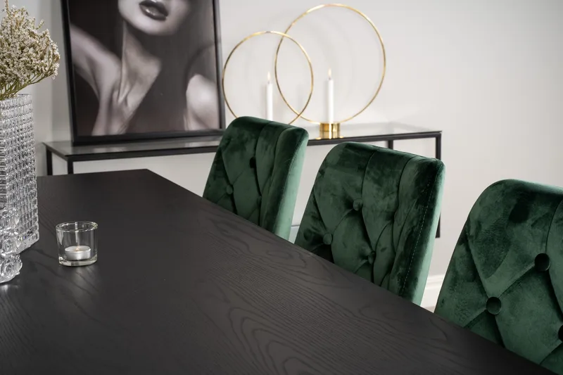 Dipp Matgrupp 180 cm Rektangulär med 6 Velvet Deluxe stolar - Svart/Guld - Products - Möbler - Bord & matgrupp - Matgrupp